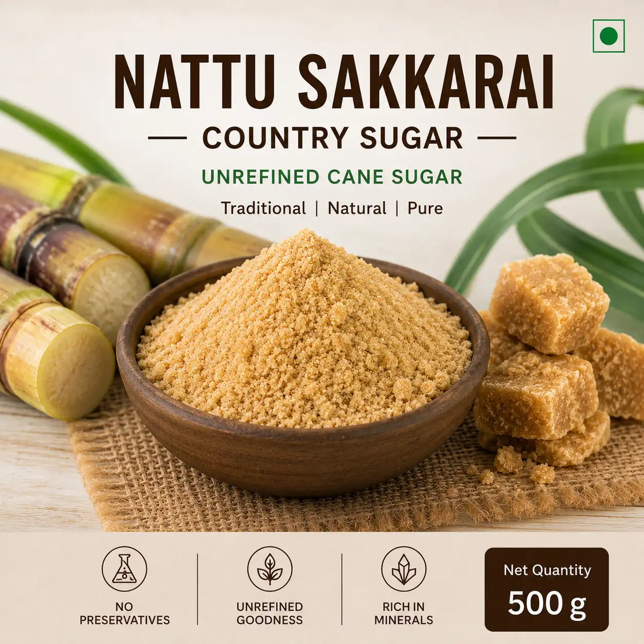 Nattu Sakkarai – Unrefined Cane Sugar
