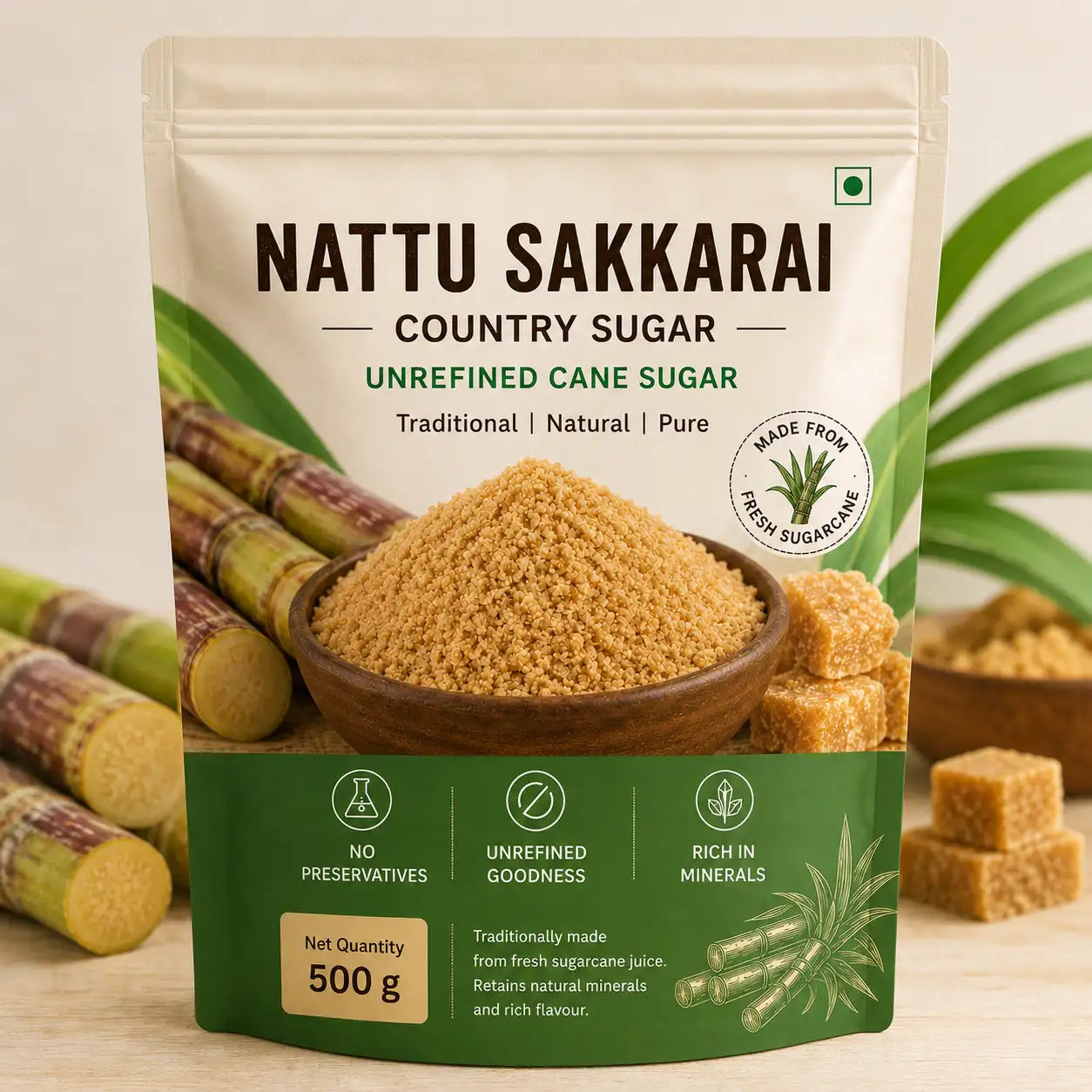 Nattu Sakkarai – Unrefined Cane Sugar
