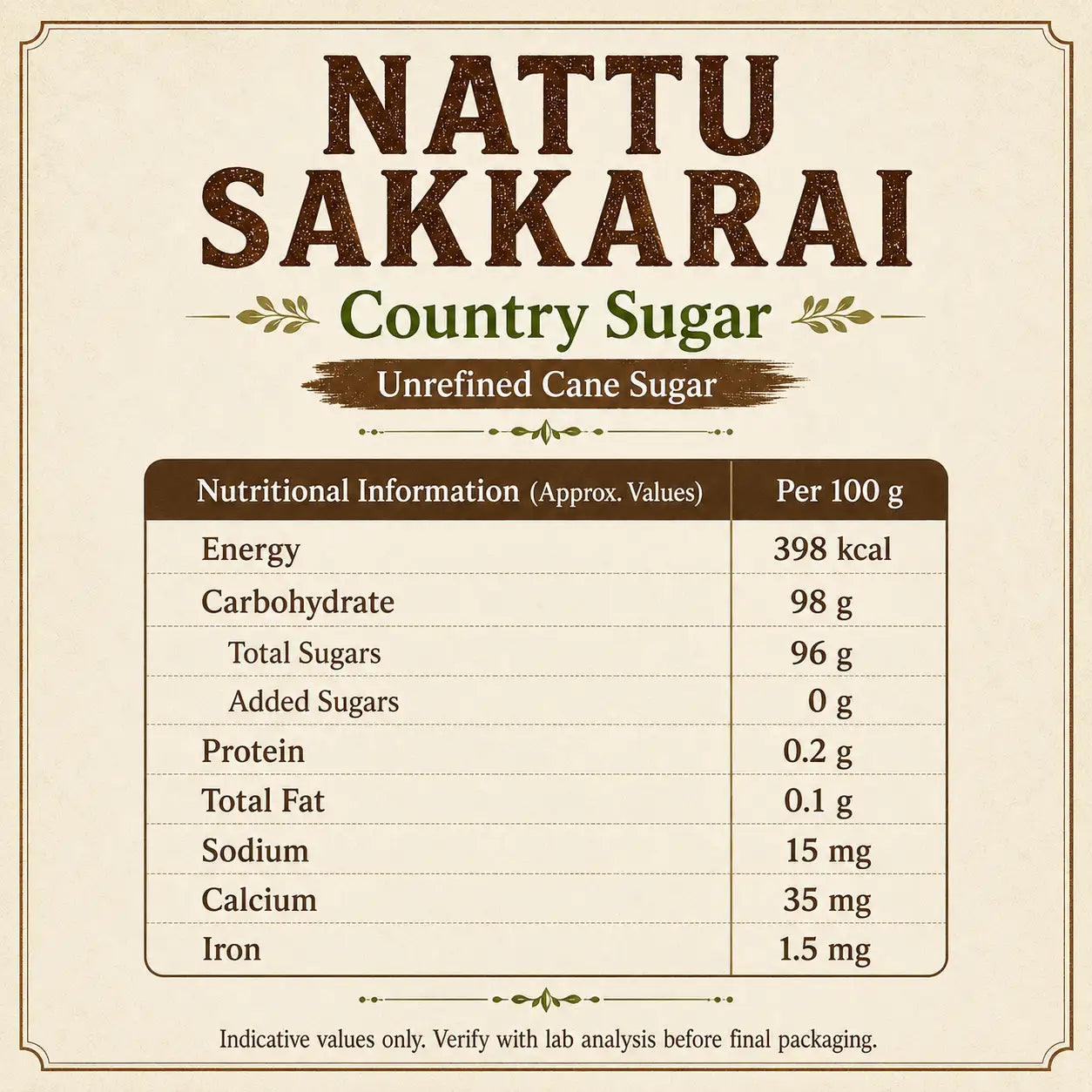 Nattu Sakkarai – Unrefined Cane Sugar